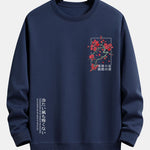 Velira Sweatshirts tamsiai mėlyna / S Sakuro žiedų šūkio spauda laisvo kirpimo džemperis