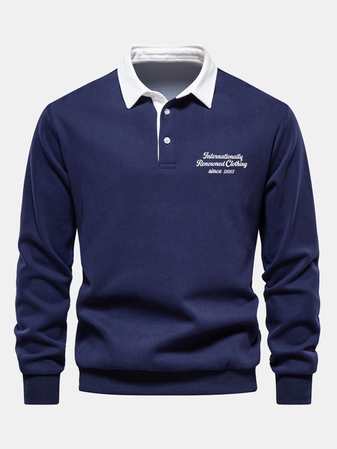 Velira Sweatshirts tamsiai mėlyna / S Sloganas Spausdintas Kontrasto Polo Apykaklės Megztinis