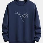 Velira Sweatshirts tamsiai mėlyna / S Šuo Linijos Piešimo Spauda Atsipalaidavęs Dydis Palaidinukė