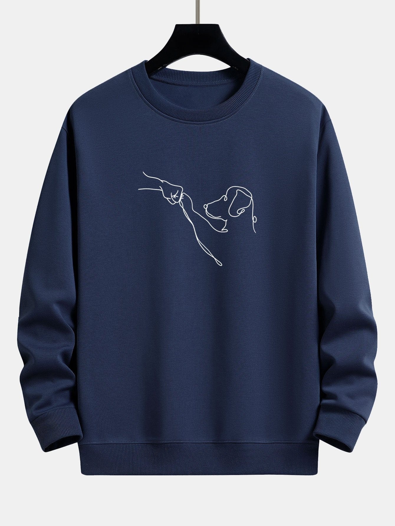 Velira Sweatshirts tamsiai mėlyna / S Šuo Linijos Piešimo Spauda Atsipalaidavęs Dydis Palaidinukė