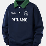 Velira Sweatshirts Tamsiai mėlyna / XS Atsipalaidavęs Milano Spaudos Kontrastinis Polo Džemperis