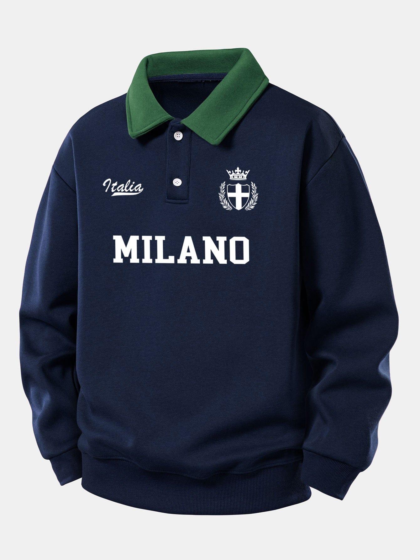 Velira Sweatshirts Tamsiai mėlyna / XS Atsipalaidavęs Milano Spaudos Kontrastinis Polo Džemperis