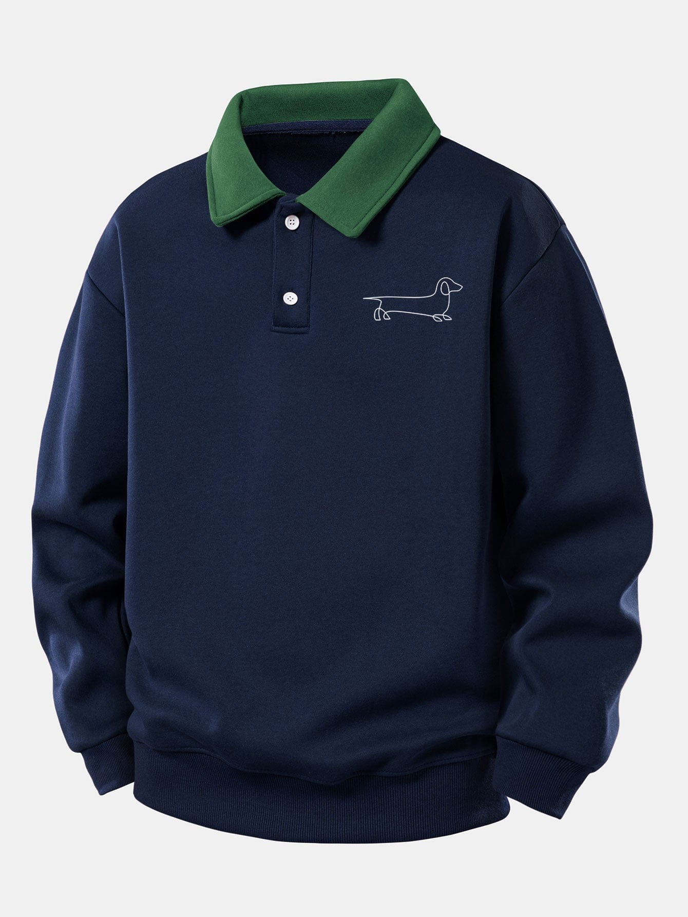 Velira Sweatshirts Tamsiai mėlyna / XS Atsipalaidavęs Pritaikymas Šunų Spausdinimo Kontrasto Polo Megztinis