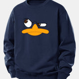 Velira Sweatshirts Tamsiai mėlyna / XS Emotikonų antis spauda laisvo kirpimo džemperis