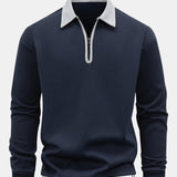 Velira Sweatshirts tamsiai mėlyna / XS Kontrasto Užtrauktuko Polo Apykaklės Švarkelis