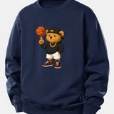 Velira Sweatshirts Tamsiai mėlyna / XS Krepšinio Meškos Spauda Laisvalaikio Palaidinė