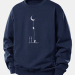 Velira Sweatshirts Tamsiai mėlyna / XS Mėnulio Astronauto Spauda Laisvo Pjūvio Džemperis