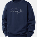 Velira Sweatshirts Tamsiai mėlyna / XS Miegantis Šuo Linijos Spauda Laisvas Fit Megztinis