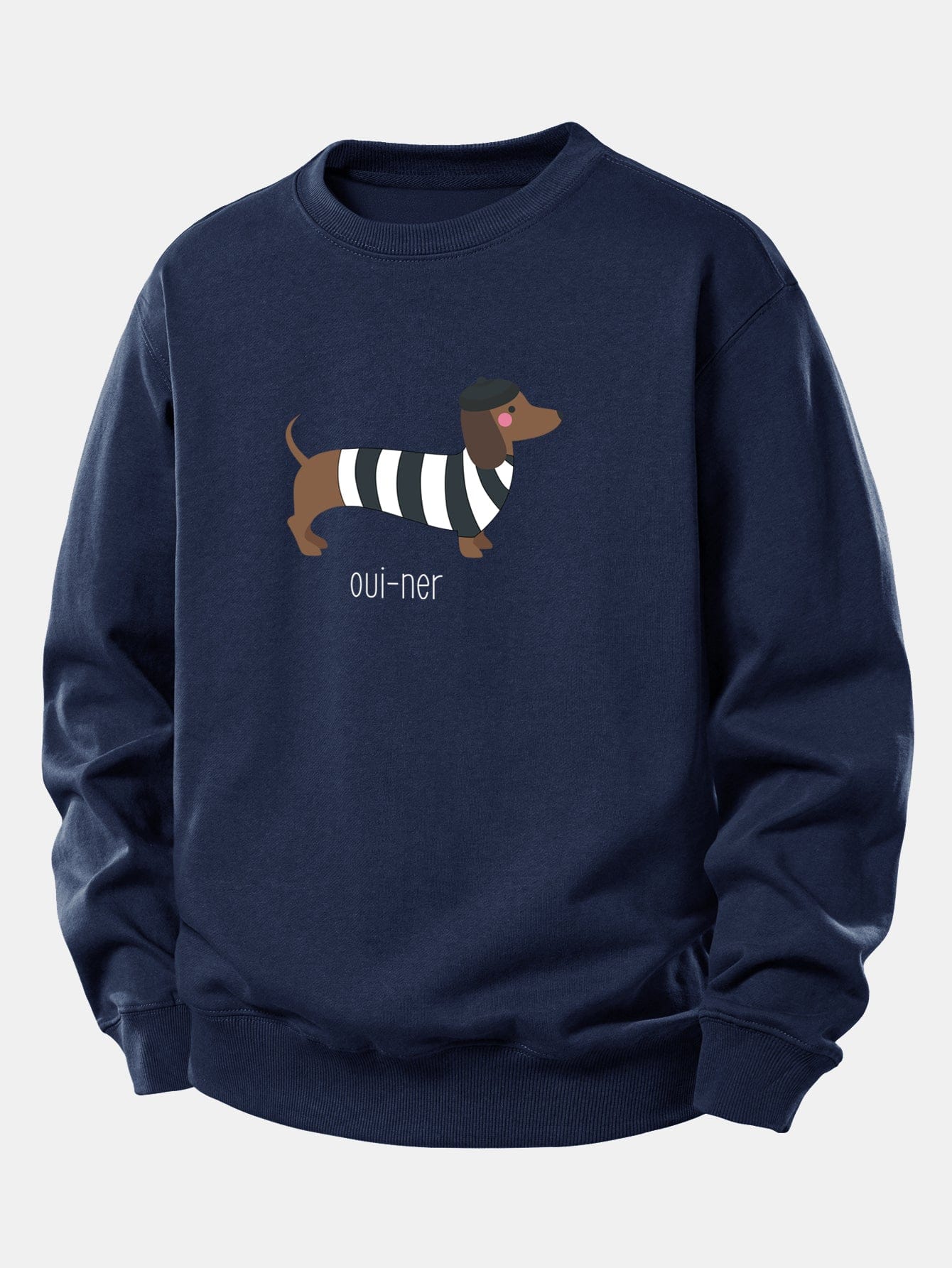 Velira Sweatshirts Tamsiai mėlyna / XS Prancūzų taksų spauda laisvo kirpimo džemperis