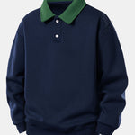 Velira Sweatshirts tamsiai mėlyna / XS Relaksuotas Fit Kontrasto Polo Džemperis