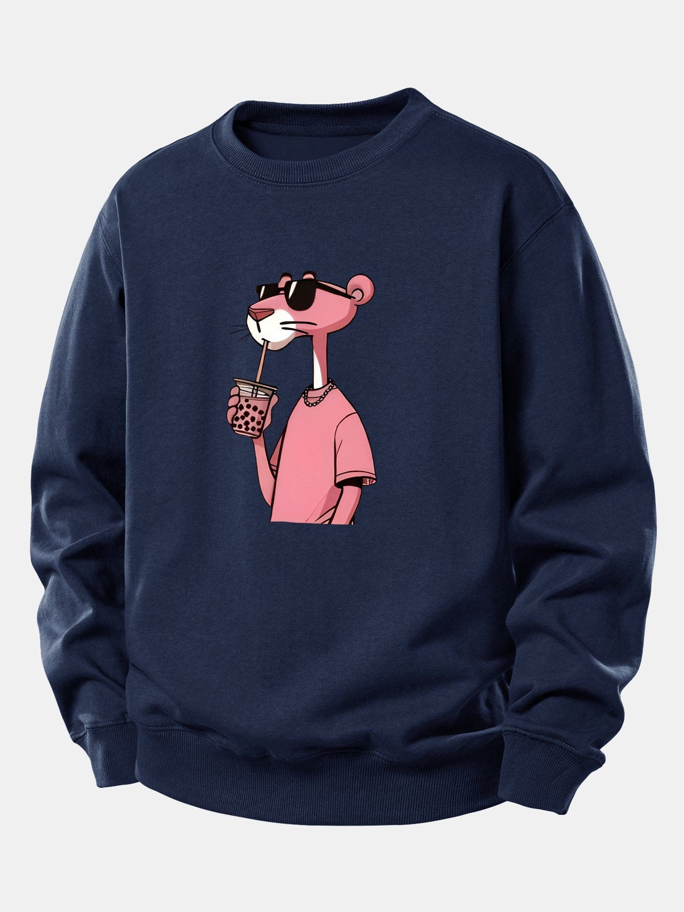 Velira Sweatshirts Tamsiai mėlyna / XS Rožinė Pantera Spauda Laisva Fit Džemperis