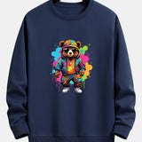 Velira Sweatshirts tamsiai mėlyna / XS Spalvingo Lokio Spauda Atsipalaidavęs Palaidinukas