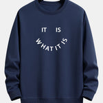 Velira Sweatshirts tamsiai mėlyna / XS Tai, kas yra, atspausdintas laisvas megztinis