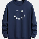 Velira Sweatshirts tamsiai mėlyna / XS Tai, kas yra, atspausdintas laisvas megztinis