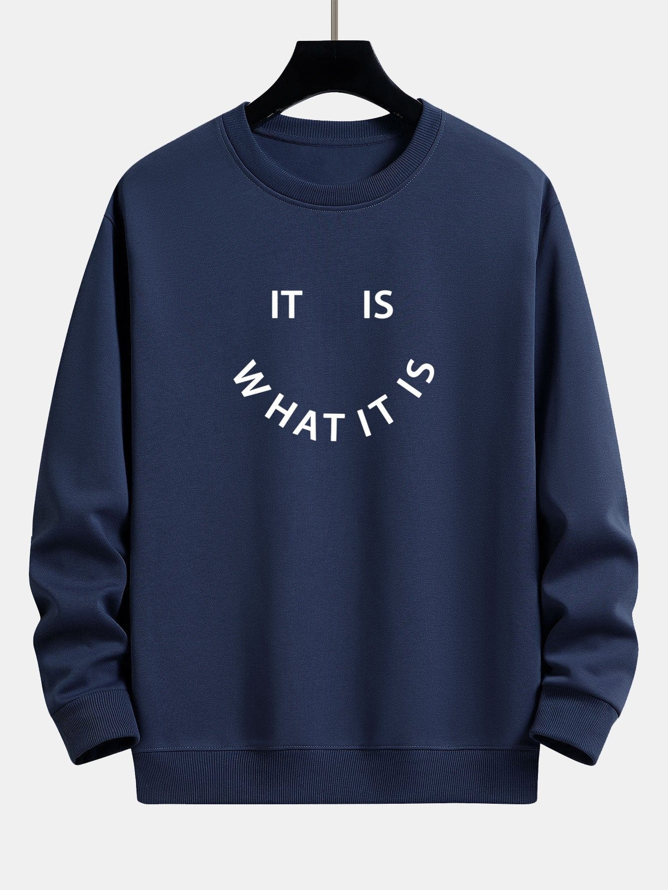 Velira Sweatshirts tamsiai mėlyna / XS Tai, kas yra, atspausdintas laisvas megztinis