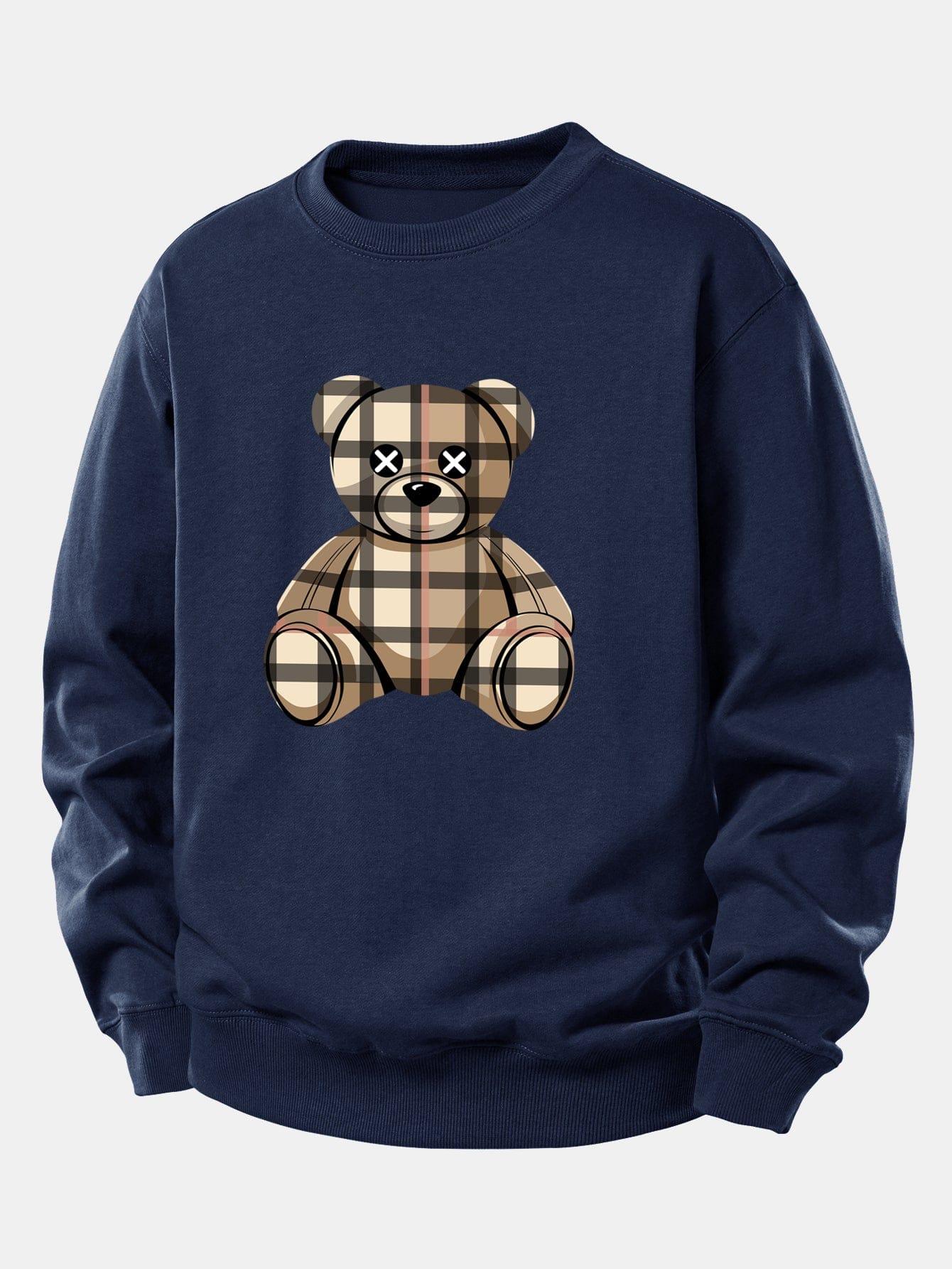 Velira Sweatshirts Tamsiai mėlyna / XS Tikrinto Lokio Spaudas Laisvas Palaidinukas