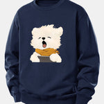 Velira Sweatshirts Tamsiai mėlyna / XS Žiovaujantis Šuniukas Spauda Laisvas Fit Džemperis
