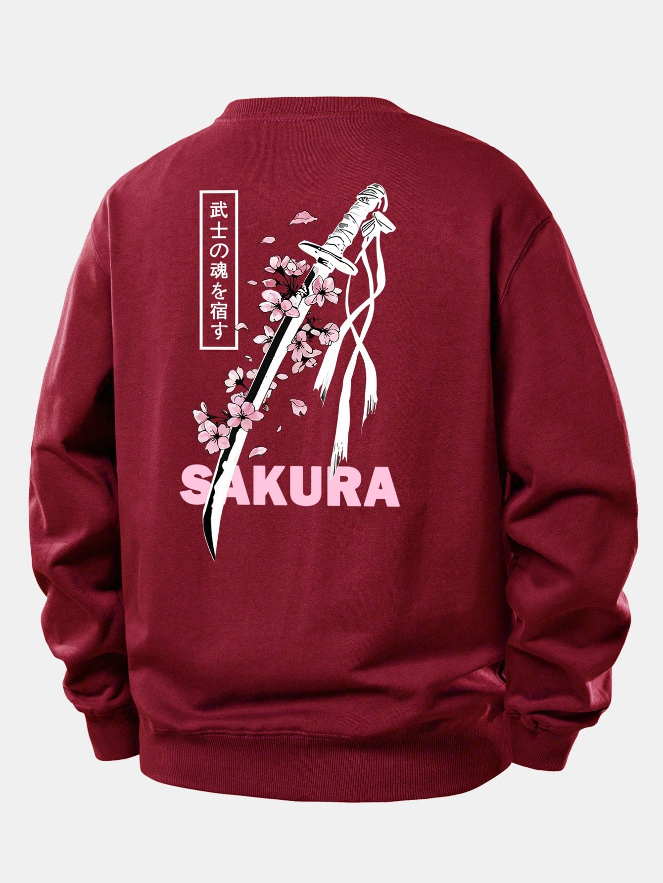 Velira Sweatshirts Tamsiai raudona / XS Sakura Katanos Atspaudų Laisvas Pjūvis Megztinis