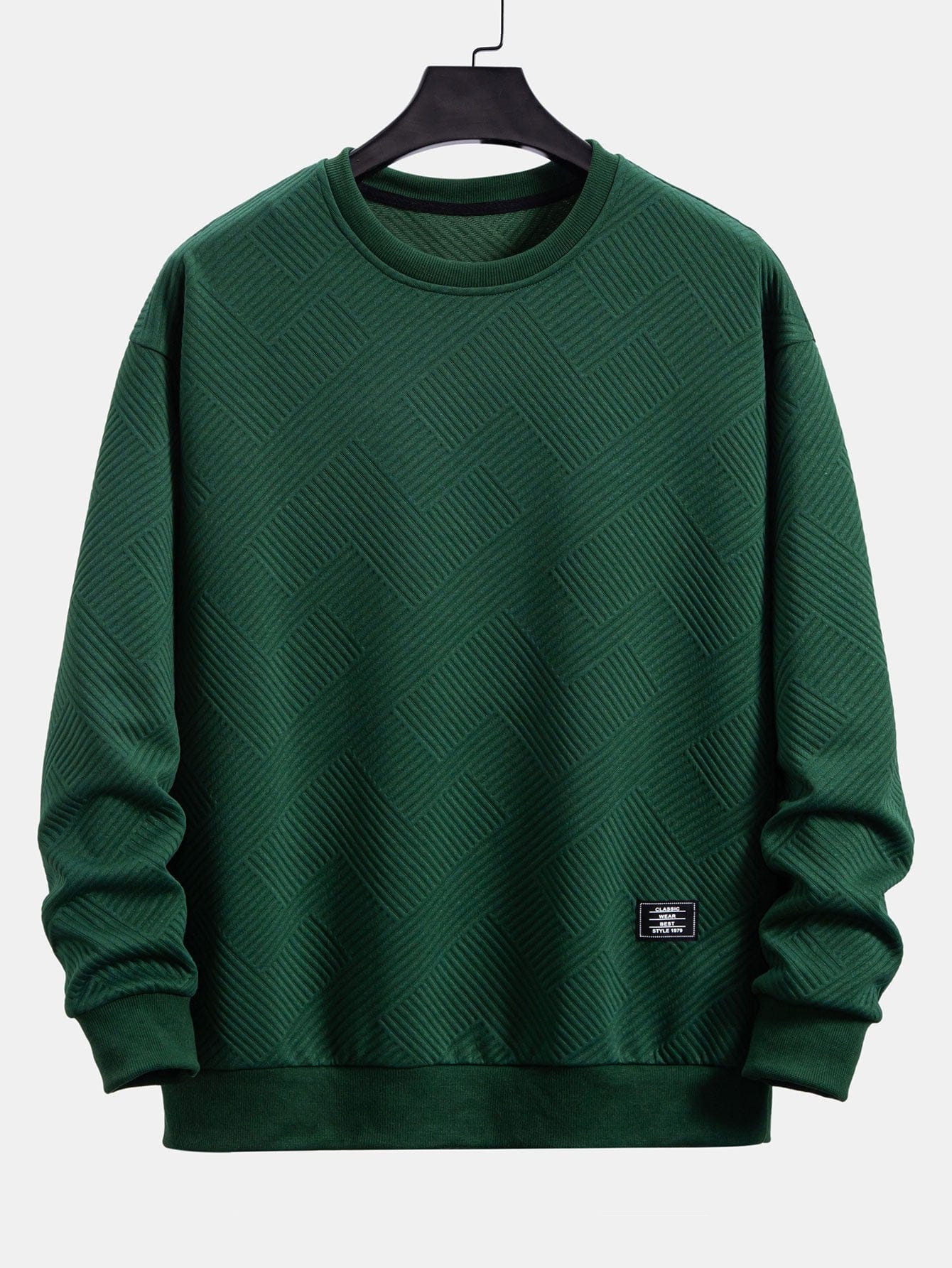 Velira Sweatshirts tamsiai žalia / S Atsipalaidavęs geometrinis dryžuotas džemperis