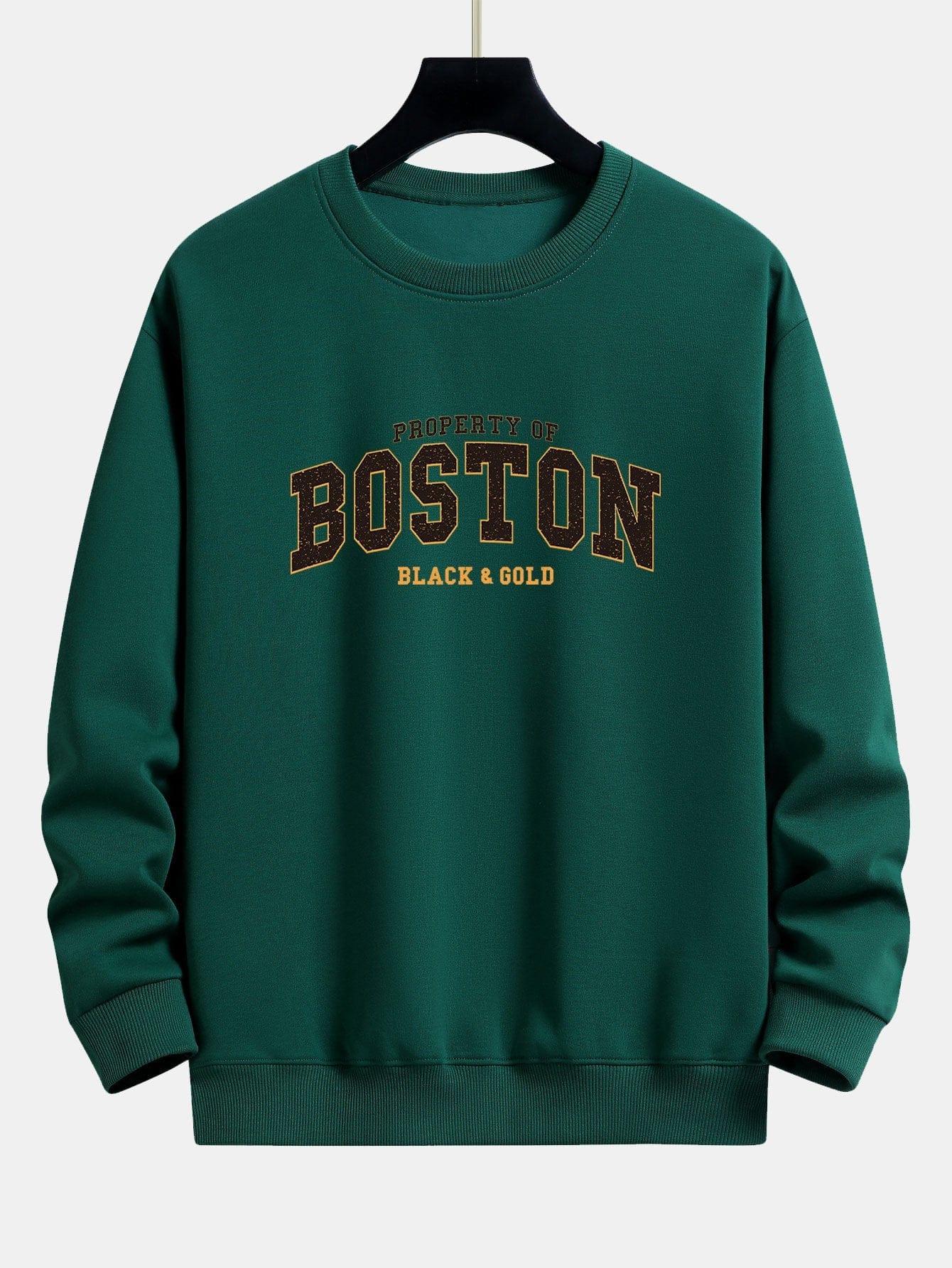 Velira Sweatshirts tamsiai žalia / S Boston Print Relax Fit Palaidinė