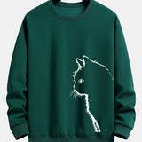 Velira Sweatshirts tamsiai žalia / S Katės Siluetas Spausdinimas Laisvas Fit Palaidinukė