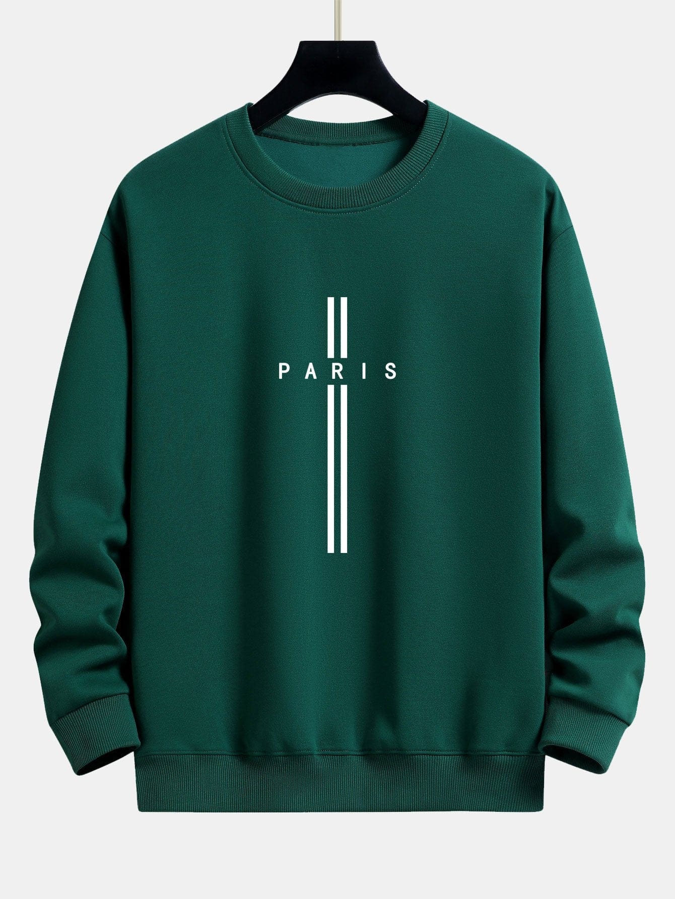 Velira Sweatshirts tamsiai žalia / S Paryžiaus Dryžuotas Laisvas Pritaikymas Sportinis Megztinis