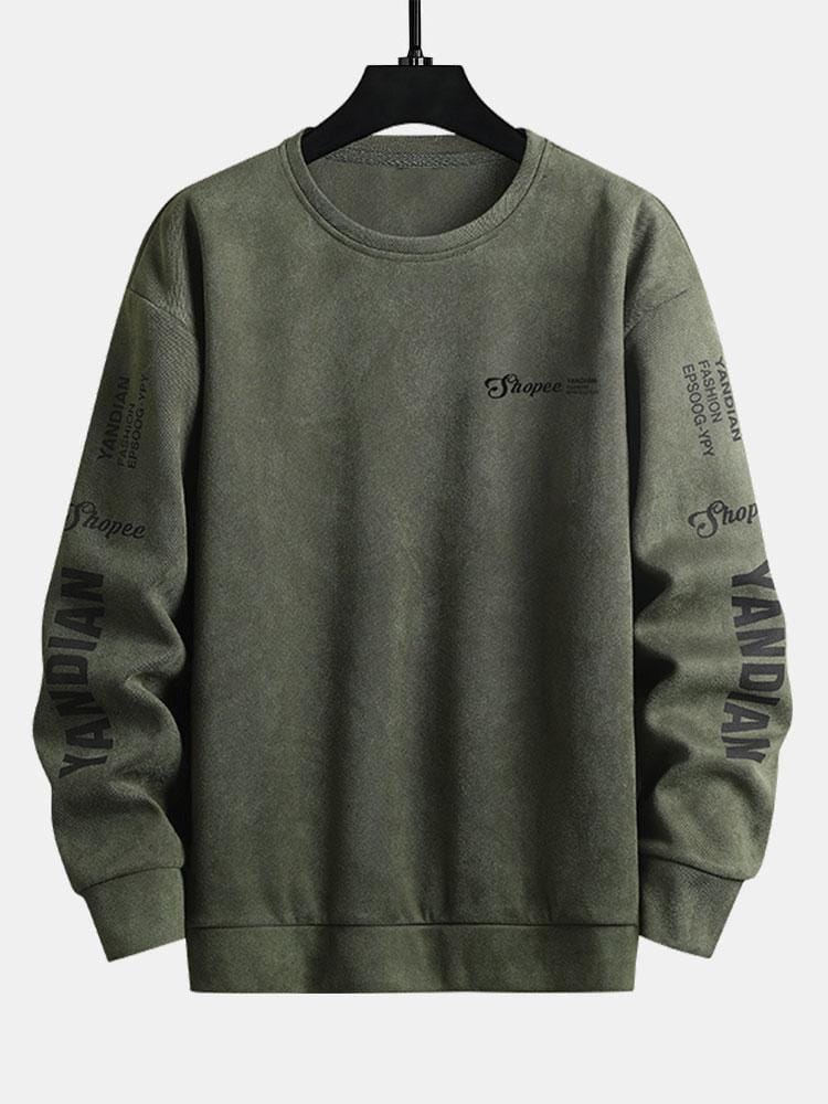 Velira Sweatshirts tamsiai žalia / S Raštinė Suede Crew Neck Džemperis