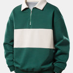 Velira Sweatshirts tamsiai žalia / S Relax Fit Kontrasto Užtrauktuko Polo Megztinis