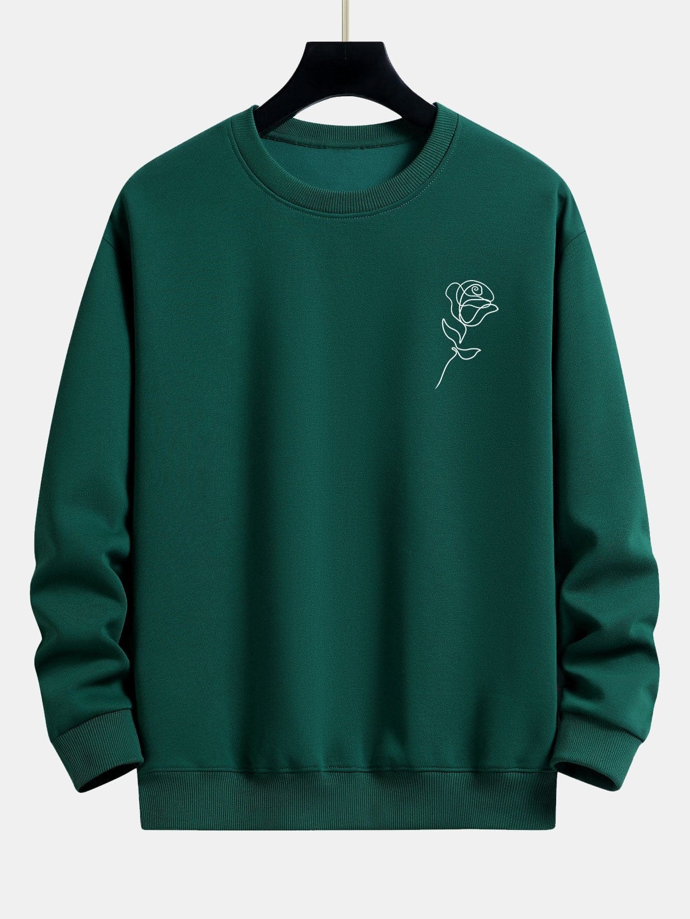 Velira Sweatshirts tamsiai žalia / S Rožių Rašto Atsipalaidavęs Palaidinukas
