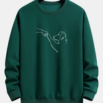 Velira Sweatshirts tamsiai žalia / S Šuo Linijos Piešimo Spauda Atsipalaidavęs Dydis Palaidinukė