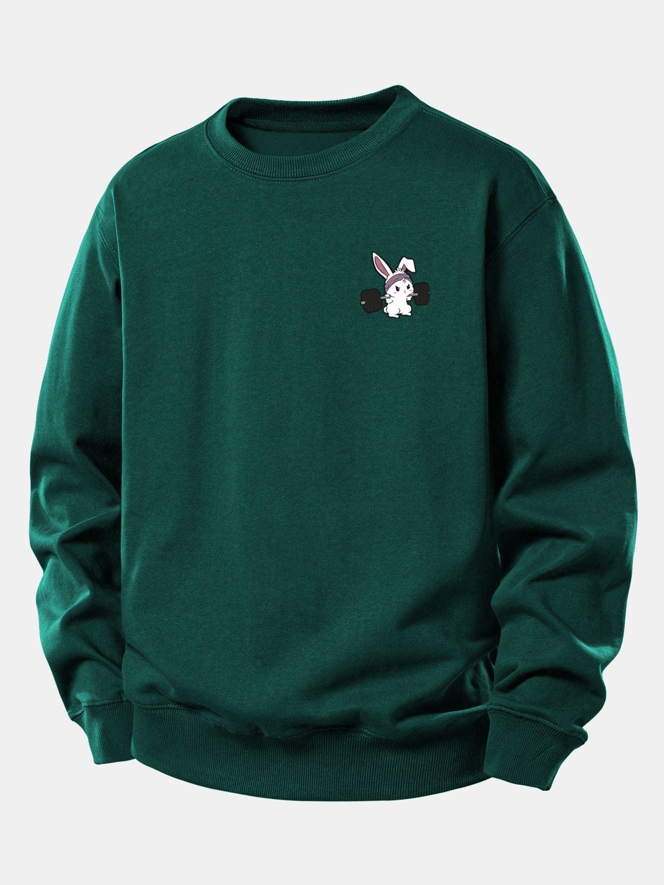 Velira Sweatshirts Tamsiai žalia / XS Fitneso Kiškio Spaudas Laisvas Pjūvis Sportinis Megztinis