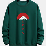 Velira Sweatshirts tamsiai žalia / XS Fuji kalno spauda laisvo kirpimo džemperis