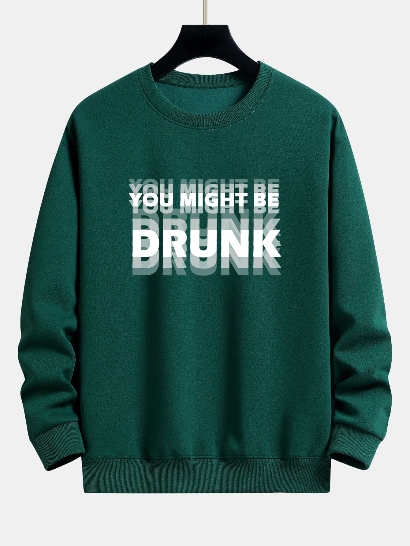 Velira Sweatshirts tamsiai žalia / XS Galbūt esate apsvaigęs spausdinimo laisvo kirpimo džemperis
