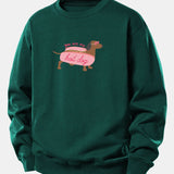 Velira Sweatshirts Tamsiai žalia / XS Karštas Šuo Daksas Spauda Laisvas Palaidinukas