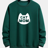 Velira Sweatshirts tamsiai žalia / XS Katės Mamos Spauda Laisvas Fit Palaidinukė