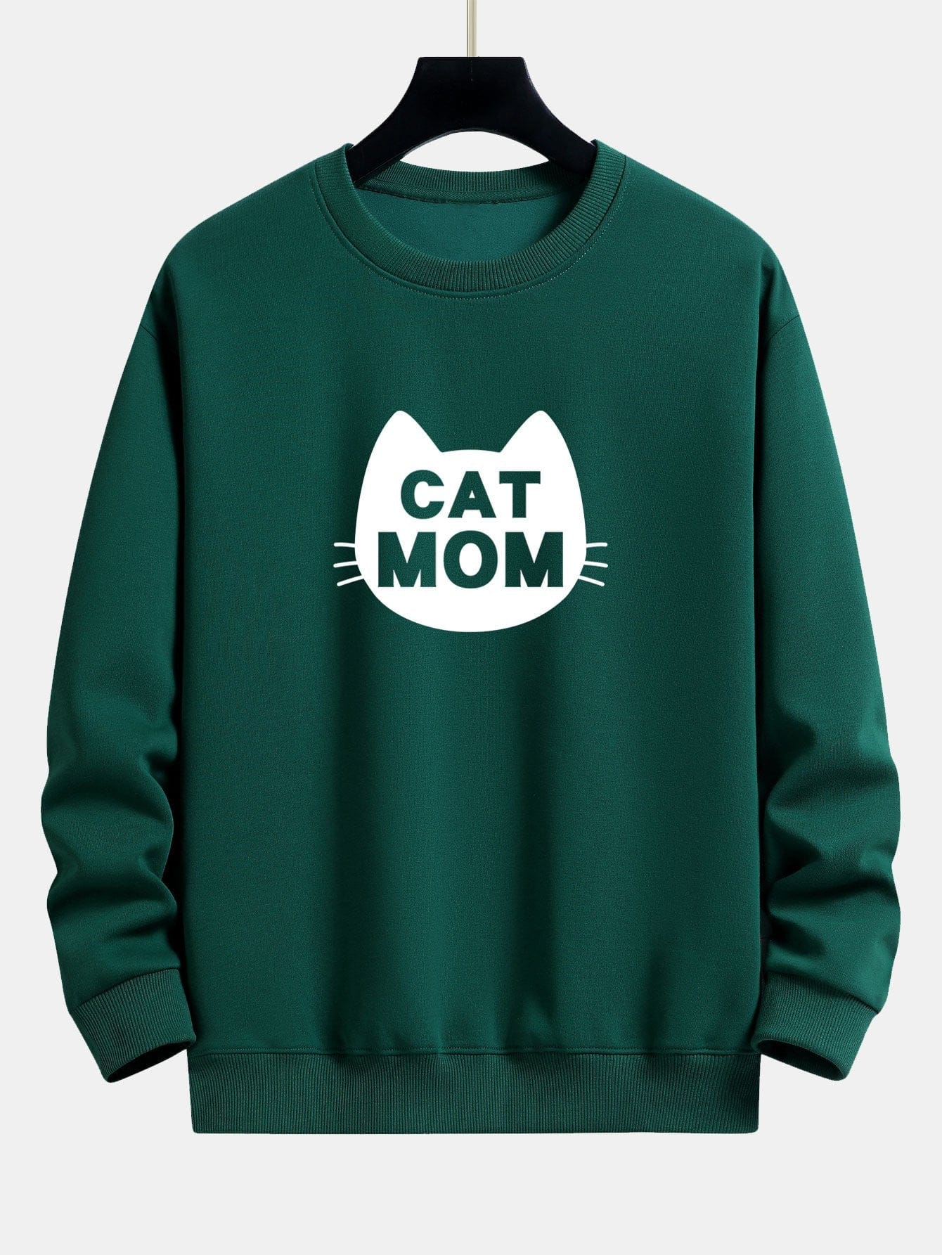 Velira Sweatshirts tamsiai žalia / XS Katės Mamos Spauda Laisvas Fit Palaidinukė