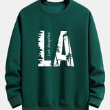 Velira Sweatshirts tamsiai žalia / XS Los Andželo spauda laisvo kirpimo džemperis