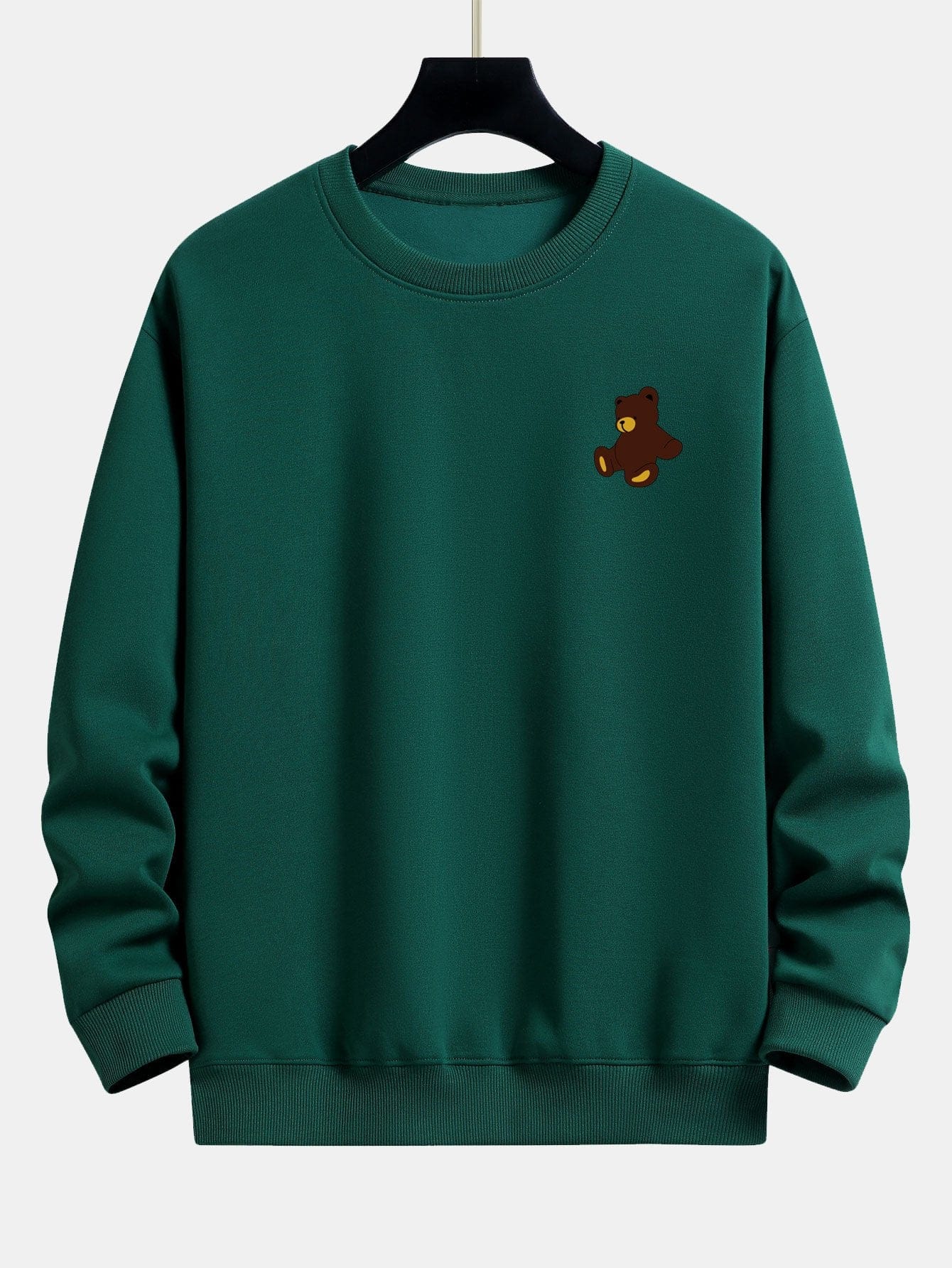 Velira Sweatshirts tamsiai žalia / XS Meškiuko Spaudas Atsipalaidavęs Džemperis