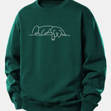 Velira Sweatshirts Tamsiai žalia / XS Miegantis Šuo Linijos Spauda Laisvas Fit Megztinis