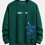 Velira Sweatshirts tamsiai žalia / XS Niekuomet nepasiduok Šypsenėlės Spauda Laisvo Kirpimo Megztinis