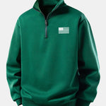 Velira Sweatshirts Tamsiai žalia / XS Relaksuotas amerikietiškos vėliavos spausdinimo ketvirčio užtrauktuko džemperis