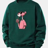 Velira Sweatshirts Tamsiai žalia / XS Rožinė Pantera Spauda Laisva Fit Džemperis