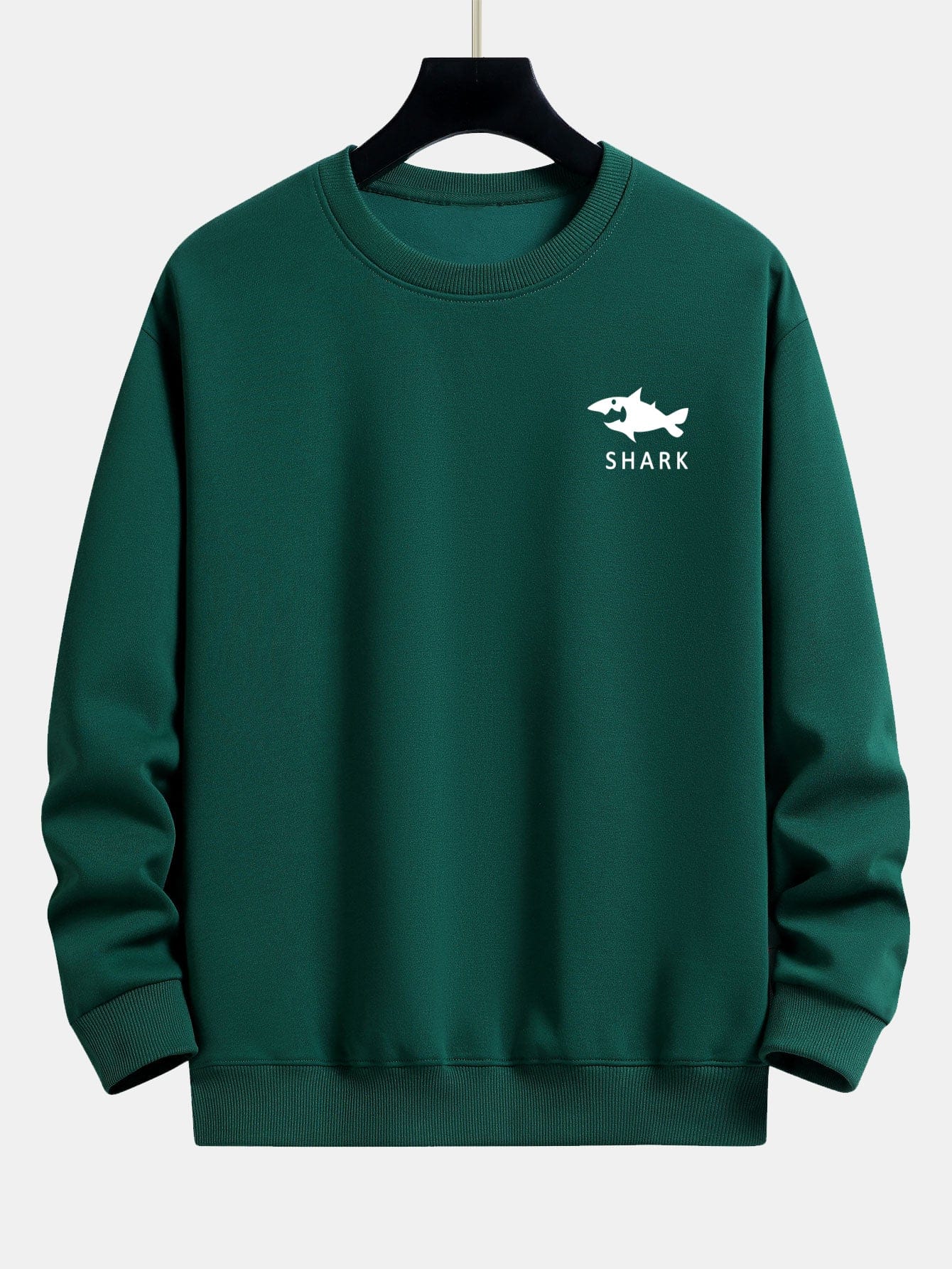 Velira Sweatshirts Tamsiai žalia / XS Šalikas su ryklių spauda, laisvas kirpimas