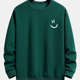 Velira Sweatshirts tamsiai žalia / XS Šypsenos Veido Spauda Laisvas Fit Palaidinukė
