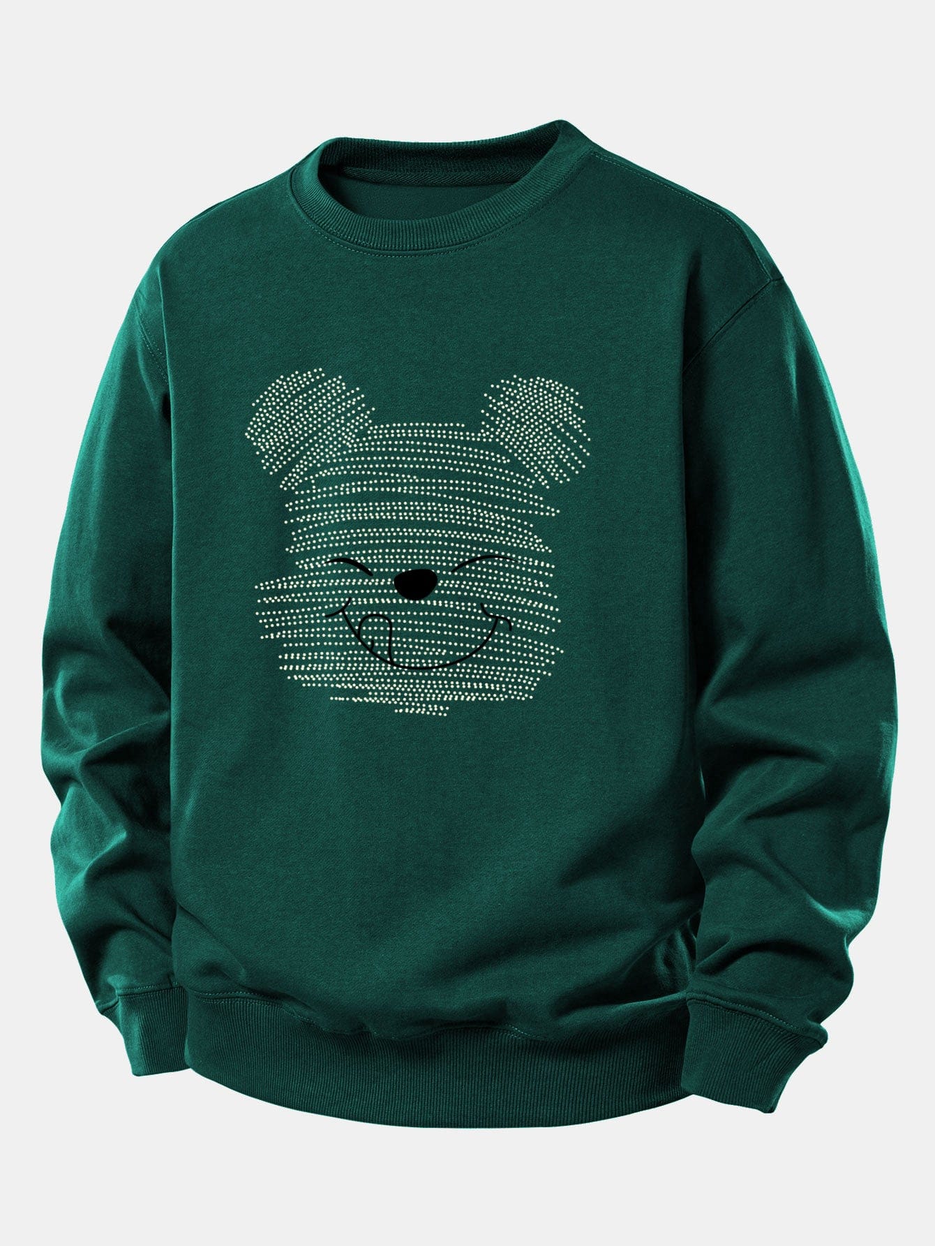 Velira Sweatshirts Tamsiai žalia / XS Taškuotas meškiukas spauda laisvas megztinis
