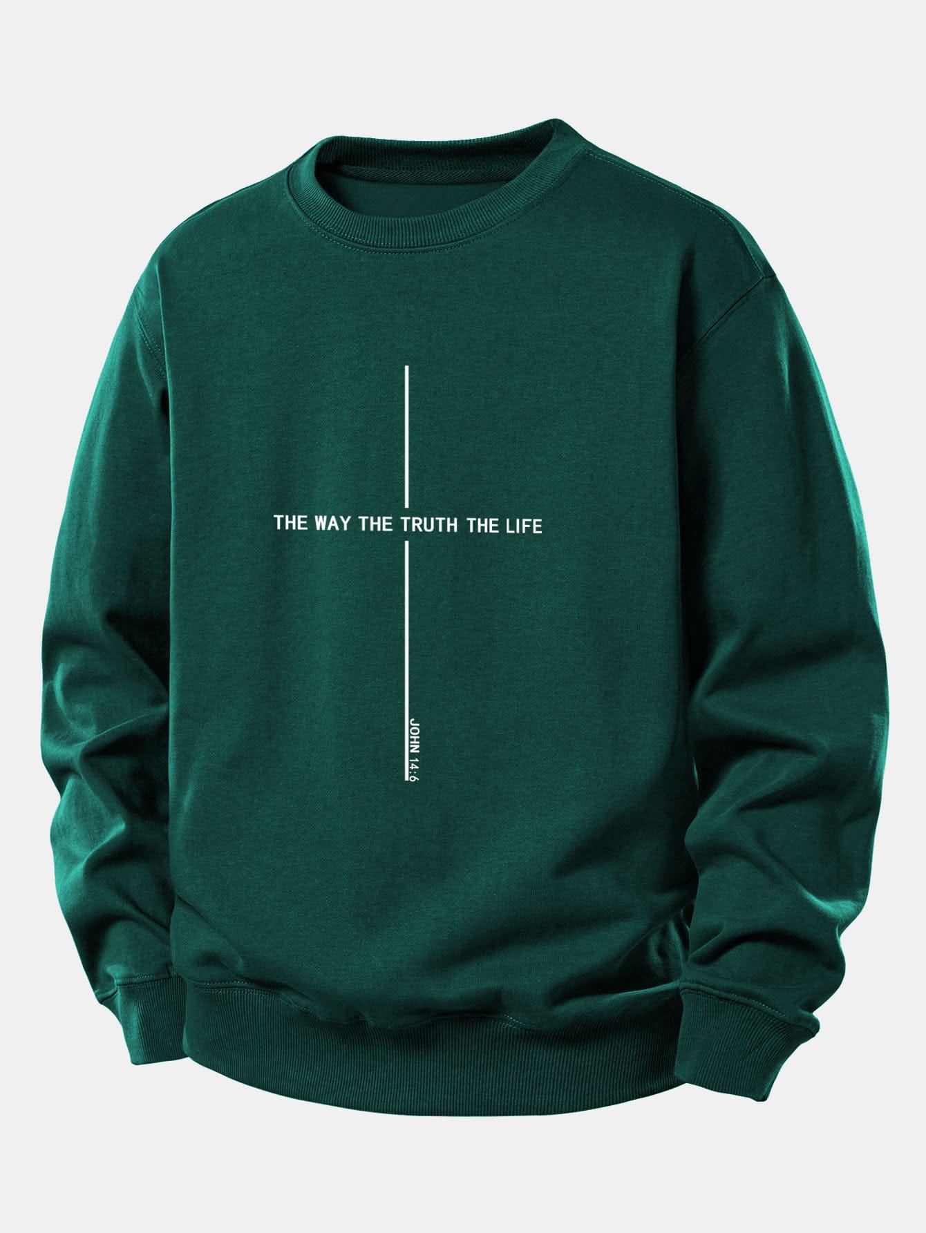 Velira Sweatshirts Tamsiai žalia / XS Tikėjimo spauda laisvo kirpimo džemperis