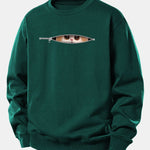 Velira Sweatshirts Tamsiai žalia / XS Užtrauktuko katės spaudo laisvo kirpimo džemperis