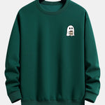 Velira Sweatshirts tamsiai žalia / XS Vaiduoklis, geriantis kavą, spauda, laisvas kirpimas, džemperis