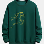 Velira Sweatshirts Tamsiai žalia / XS Žirgo Metų Grafikos Laisvalaikio Fit Palaidinė