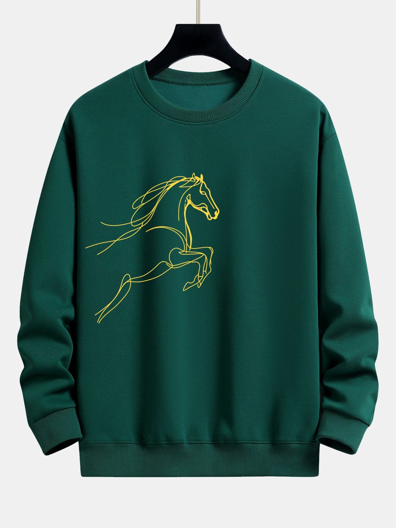 Velira Sweatshirts Tamsiai žalia / XS Žirgo Metų Grafikos Laisvalaikio Fit Palaidinė
